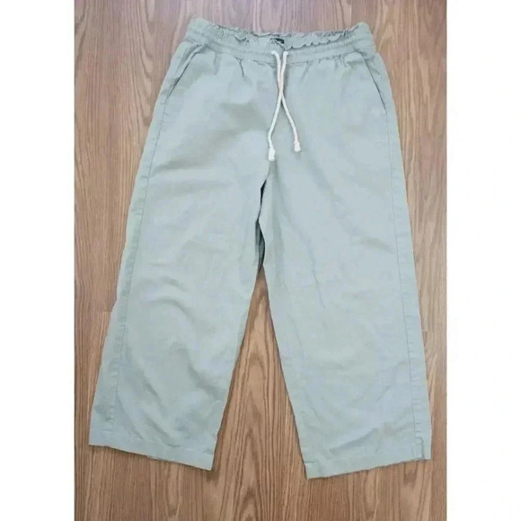 J.Crew Linen-Cotton Blend Wide-Leg Paper-Bag Pants, Size 10 - Picture 3 of 13